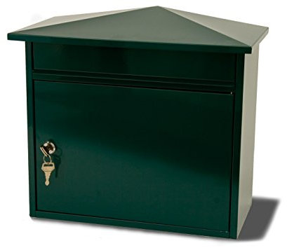 Burg-Wachter MB15G Mersey Large Wall Mounted Galvanised Steel Post Box , Green 390mm x 347mm x 206mm