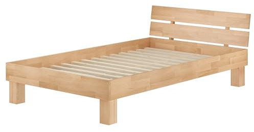 Erst-Holz®Einzelbett Futonbett 120x200 Buchebett Massivholz Natur Bettrahmen Rollrost 60.80-12