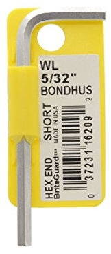 Bondhus 16209 5/81,3 cm Hex Spitze Schlüssel Innensechskantschlüssel mit briteguard Finish, markiert und Barcode, kurz Arm