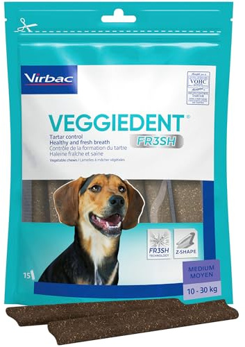 Virbac VeggieDent FR3SH Kauspielzeug für mittelgroße Hunde, 10-30 kg