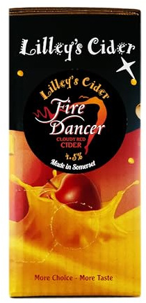 Lilley’s Cider - Fire Dancer 4.5% - Traditional Cloudy Medium Cider with Full Apple Flavour - Vegan & Gluten-Free - 3L Bag in Box for Sharing, Gifting or Gatherings