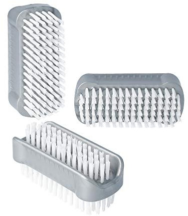 PARSA Beauty Doppelseitige Handbürste Nagelbürste – Nail Brush im Set (3 Stück Grau) – Handwaschbürste für Bad, WC, Waschbecken, Werkstatt