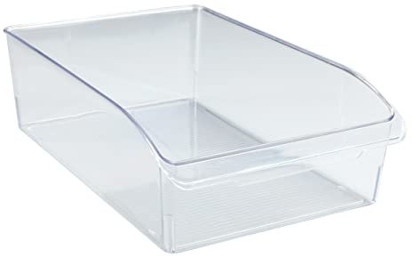 WENKO Kühlschrank-Organizer L, Aufbewahrungsbox für Kühl- und Vorratsschrank zum Sortieren von Lebensmitteln, lebensmittelecht, transparentes Design, 20 x 9,5 x 31 cm, aus robustem PET