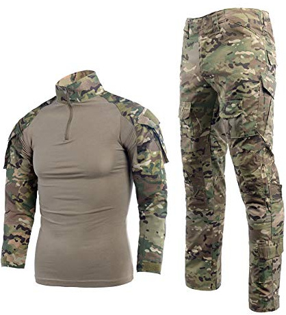 YUSHOW Traje de airsoft, camisa militar de hombre, de manga larga, 1/4, con cremallera, camuflaje, cargo para caza militar, CP., XL
