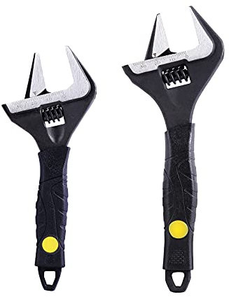 Sharp-tec Adjustable Spanner Set, Wide Jaw Opening Adjustable Wrench, Heavy-Duty Plumbing Tools for Plumbers, 6 inch/165mm and 8 inch/215mm