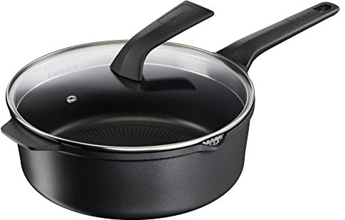 Tefal Robusto E24933 Sauteuse en fonte d'aluminium 26 cm avec couvercle | Nettoyage facile | Revêtement antiadhésif | Indicateur de température | Signal thermique | Passe au lave-vaisselle |