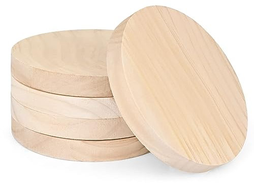 Yangbaga Holzscheibe rund 5ST, Ø15cm Holz Log Scheiben, Runde Naturholz Baumscheiben Ca.20mm Dicke für DIY Handwerk Hochzeit Mittelstücke Weihnachten Dekoration zum Basteln, Malen Baumscheibe