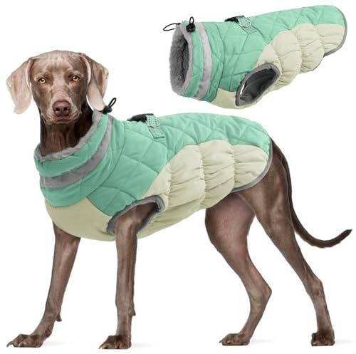 Kuoser Hundejacke Hundemantel für Große Hunde Winterweste Wasserdicht, XXL | Winddicht Hund Mantel für Winter, Hunde Jacke Wasserdicht mit Reißverschluss, Reflektoren und verstellbarem Kordelzug