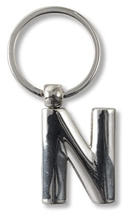 if Porte-clés lettre N en métal personnalisable, 7 cm, argenté, Argenté., 7 cm, Classique