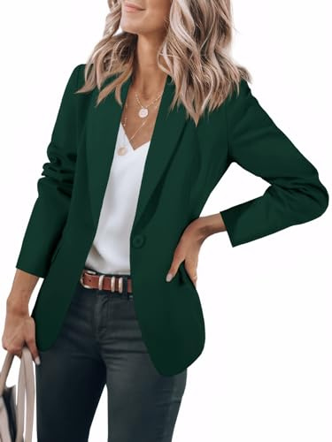 Cicy Bell Damen Langarm Casual Blazer Arbeit Büro Knopf Open Front Jacke Anzug Dunkelgrün L