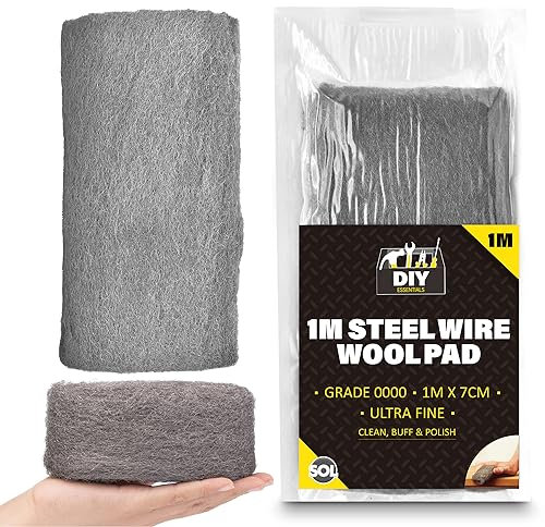 SOL 1 Meter Steel Wire Wool Pad - 1m Long x 7cm Wide - Grade 0000 - Steel Wool Mice for Polishing, Cleaning, Blocking Small Holes for Mice Rodent Control - Ultra Fine - Multipurpose