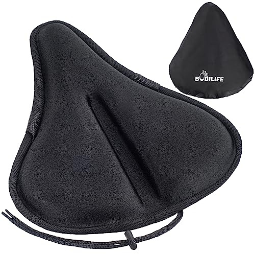 Tjock bred gel cykelsitsdyna med regnskydd, stor yta bekväm, minnesskum gel skum kuddfodral för cykel sadel (X-stor (33,1 cm L x 30,5 cm B))