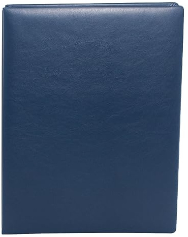 Unterschriftenmappe aus glattem Vollrindleder in Blau, Softcover, dehnbarer Rücken, 20 Register-Trennblätter aus stabiler grauer Kartonage, Aufnahme von DIN A4, Prägungen auf Anfrage