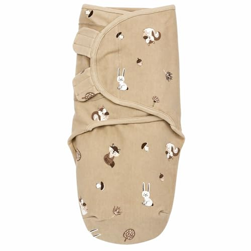 Meyco Baby Pucksack - 0-3 Monate - Pucktuch Swaddle für Neugeborene - 100% Baumwolle - Oeko Tex Zertifiziert - weicher Schlafkomfort - atmungsaktiv & feuchtigkeitsabsorbierend - Animals - Sand