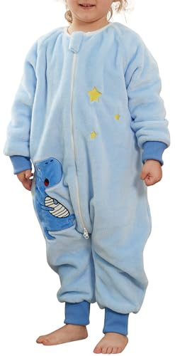SEAUR Baby Schlafstrampler Flanell Schlafsack mit Füßen 3,0 Tog Winter Pyjama Kinder Schlafanzug Kuschelig Warm Overall Niedlich Cartoon Tier Muster - 120(110-120cm)