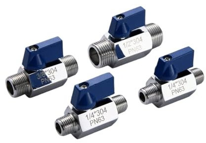 1PCS 304 Edelstahl 1/81/4 3/81/2 BSP Schlauch hinterer Haken kleiner Kugelhahn Bier SUS mit Blau (Size : 1/8, Color : Male To Male)