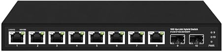 Elfcam® - 10 Gb Switch in fibra ottica compatibile con Freebox Ultra e Orange Livebox 6, con 2 porte 10G SFP+ e 8 porte 2,5 Gigabit Ethernet RJ45, Plug & Play Non Gestito