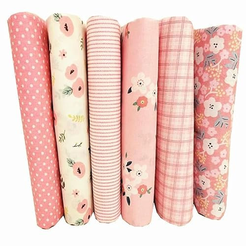 Baumwollstoff Stoffpakete,6 Stück 25 x 25cm Stoffe zum Nähen Patchwork DIY Gewebe Quadrate Baumwolltuch Meterware Stoffpaket für Kleidung,Bettwäsche,Vorhänge,Tischdecken DIY Basteln Handwerken
