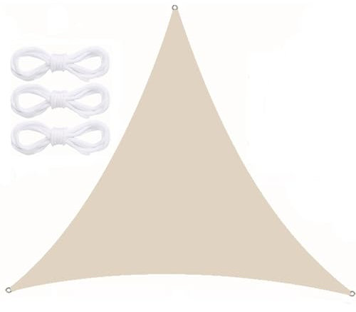 Ryanbem Vela Ombreggiante Triangolare, Tenda a Vela Impermeabile Tenda da Sole per Esterno Protezione Raggi UV 95% Vela Solare con 3 Corde per Giardino Terrazza Beige Bianco 2x2x2m