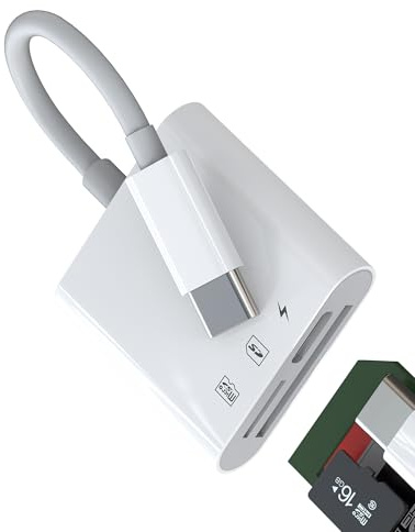Adaptador Lector de Tarjetas SD/Micro SD USB C para Apple para iPhone 15, para iPad, Compatible con Samsung, MacBook, Cámara Digital, Lector de Tarjetas TF