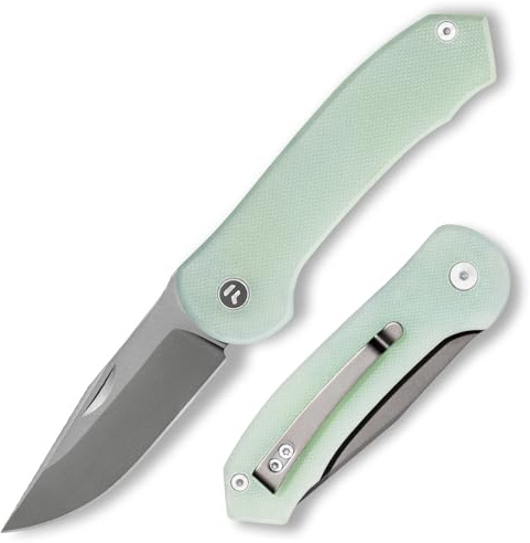 FUJUNI Taschenmesser, Klappmesser 7,25 cm Klinge G10 Griff, VG10 Stahl,EDC Messer, Deep Carry Taschenclip,Nützliches Outdoor-Camping-Klappmesser für Männer,Naturgrün