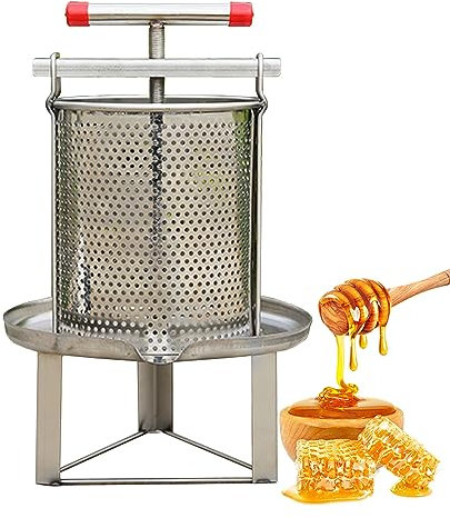 ZJFJMBD Edelstahl honigschleuder ausrüstung mit Filterbeutel, 12 l manueller Wachspressextraktor für die Bienenzucht oder den gewerblichen Gebrauch