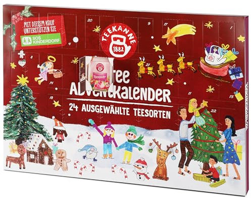 TEEKANNE Tee-Adventkalender 2025 blau - 24 Teesorten, limitierte Edition, unterstützt SOS Kinderdorf, nachhaltige Verpackung, ohne Plastik-Inlays, ideal als Geschenk für Teeliebhaber