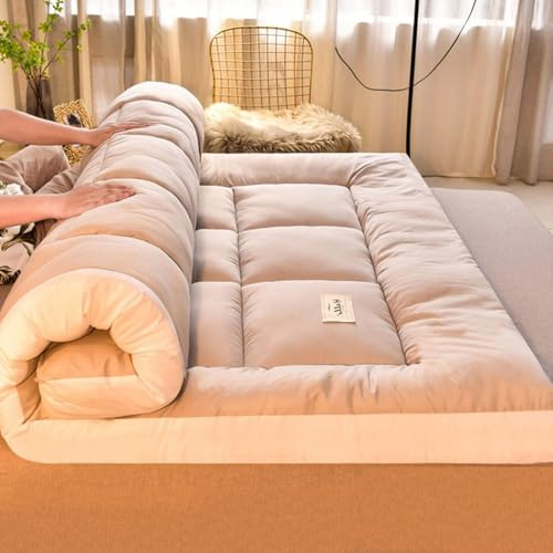 Tatami bodenmatratze Japanische Bodenmatratze, 100% Baumwollpolsterung, Flauschig-weiche Futon-Matratze, Tatami-Matte, Rollmatratze for Zuhause, Camping, Couch, Bodenbett(Gray,150 * 200CM)
