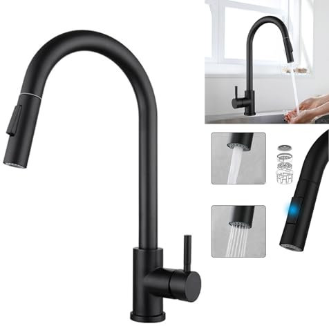 VICTOVA Grifo de Cocina Extraíble de Acero Inoxidable - Diseño Versátil y Duradero para tu Fregadero de Cocina (NEGRO) – Nuevo, embalaje dañado