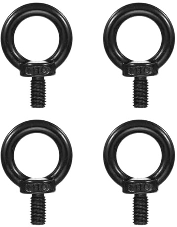 PATIKIL Boulons À Œil De Levage M10 X 18mm / 3/8 X 11/16, 4 Pcs 304 Acier Inoxydable Épaulement Anneau Fileté Vis Boulon À Œil Pour Levage, Noir