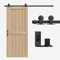 ETIASQSA 182CM/6FT Schiebetürbeschlag, Schiebetürsystem Komplettset Laufschiene Rollen Set für Sliding Door Schwarz Beinhaltet verstellbare Bodenführung und Türgriff