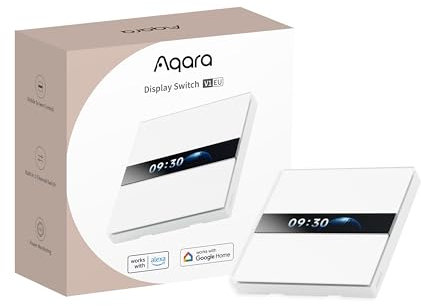 Aqara Display Switch V1 EU (4 Gang 2 Channel with Neutral), Smart Switch with LCD Display Screen, Supports Apple Home, Alexa and Google Home, SmartThings via Matter Bridge, Requires Aqara Zigbee Hub