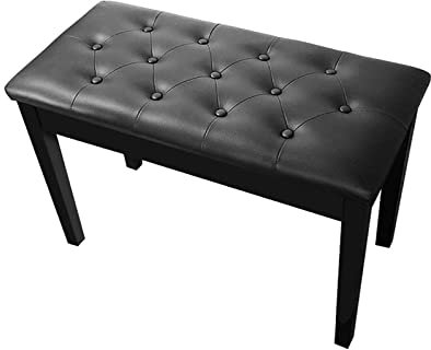 LZHUYE Klaviersitz, Klavierhocker aus Kunstleder, Klavierbank aus Holz, Klavierhocker aus weichem Leder mit wasserdichtem Kissen und stabilem Massivholzrahmen, 76 x 35 x 49 cm, Schwarz, Braun (Schw
