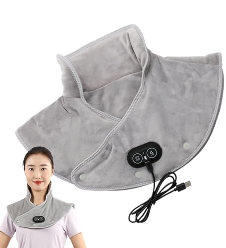 Cojín eléctrico con calefacción eléctrica | Almohadilla térmica para el cuello con masajeador y 3 ajustes de calor - Envoltura de masaje vibratorio, almohadilla térmica rápida para la