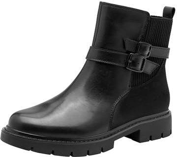 TAMARIS dam comfort boot platt halvlång stövel, svart, 38 EU, svart, 38 EU