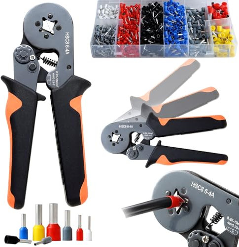 Goldeluxe Crimpatrice 0.25-10mm² Elettrica 1250 Capicorda per Auto e Installazioni Kit Terminali