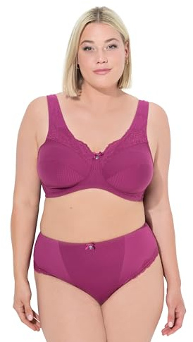 Ulla Popken Mujer Tallas Grandes Tallas Grandes Plus Size Sostén en Relieve, Jaquard, Encaje, Rosa Fucsia., E