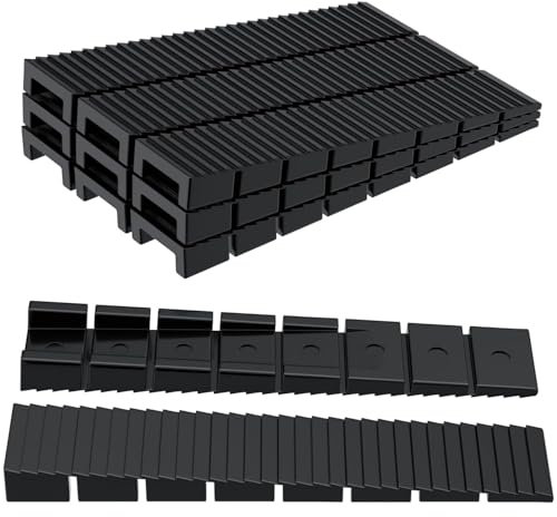 Confezione da 12 spessori di livellamento per mobili in plastica resistente, cunei multiuso per livellare WC, porte, finestre, tavoli e capannoni, design a scatto e resistente alle intemperie (nero)