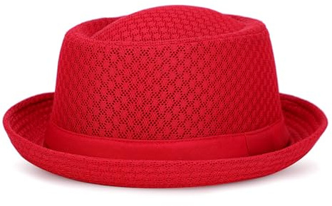 HEYANN Damen Mesh Pork Pie Hut, Bowler Flat Top Männer Fedora Strohhut Sommer 1920er Jahre Kostüm Party Cap für Männer Frauen Unisex