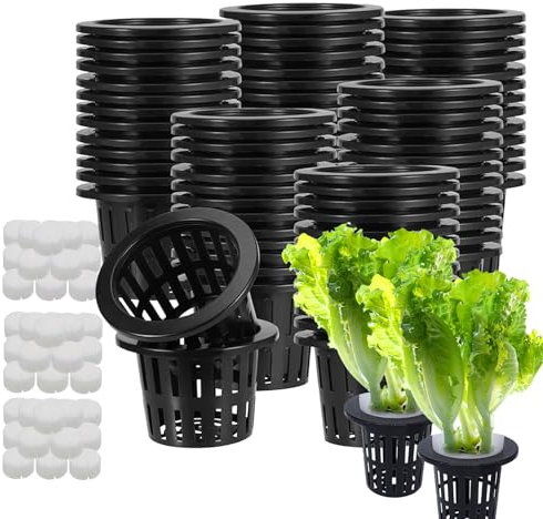 Netze Pots Hydroponics: Plantas hidropónicas, Copas hidropónicas: Copas hidropónicas con Esponja, para Ensalada, Tomates, Pepino y Bonsai, Ideal para balcón, jardín Interior, Invernadero y Cultivo de