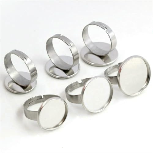 MIONGKI Supports de Bague réglables en Acier Inoxydable, 10/12/14/16/18/20/25 mm, sans décoloration, pour cabochons en Verre de 10 à 25 mm