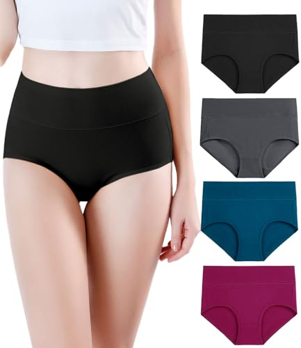 wirarpa Slip Donna Mutande Vita Alta Modal Elasticizzato Culotte Comode Pacco da 4 Multicolore Taglia XL