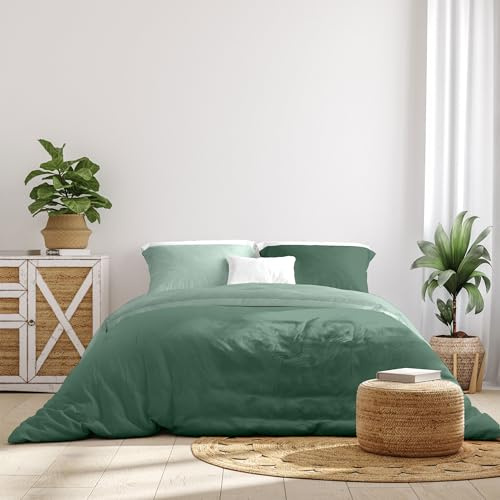 Ruggeri Lenzuola Set Copripiumino Matrimoniale Microfibra, Verde Bicolor