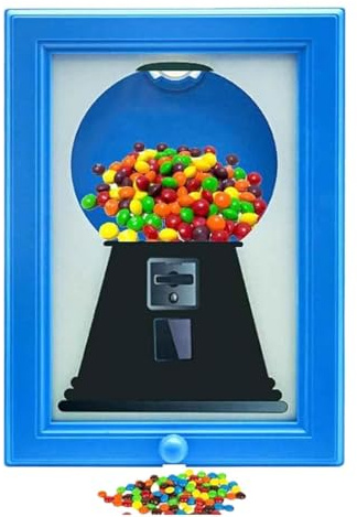 EHOTER Wall Mounted Gumball Machine Picture Frame Sweet Dispenser Gumball Machine in Frames Cute Hanging Candy Frame for Candies Nuts (Blue)