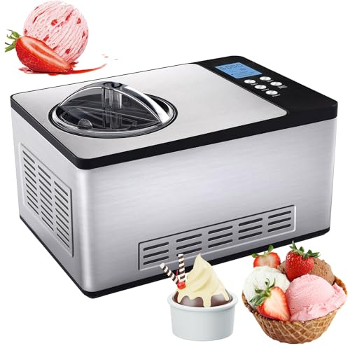 Ice Cream Maker Compressor, Automatic Home Ice Cream Maker with LCD Display, Refrigerating Machine for Kids and Holiday Treats, 1.5L Capacity