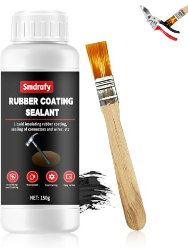 150g Goma Negro Aislante, Cinta Eléctrica Líquida, Cinta Aislante Liquida | Revestimiento de Goma Aislante Líquido, Impermeable y Rápido de Aislar, Pintura Caucho, Sellado, Reparación y Protección