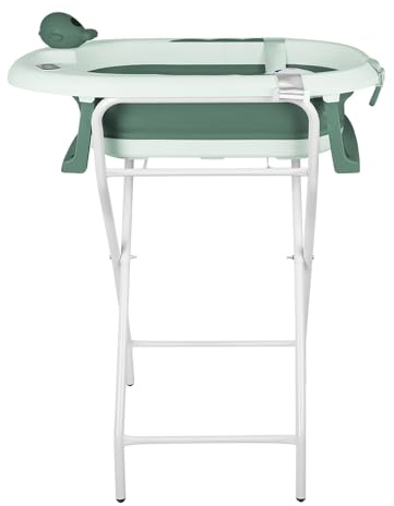 Babybadewanne mit Ständer, XXL Badewanne mit Babyständer – sichere und bequeme faltbare Babywanne, ideal für die Dusche – (Stil 5) 81,5 x 48 x 21 cm – Grün