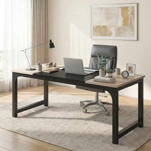 Lailang 180cm Escritorio, Mesa Portátil Ordenador, Mesa de Oficina Despacho, Mesa Escritorio Madera, Escritorio Estudio Musical, Mesa Oficina Grande, 180 x 80 x 75 cm, Negro