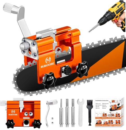 OMCCHK Kettensägen Schärfgerät, Kettenschärfgerät Diamant mit 3Kettensäge Shank Schleifer, Universal Kettenschärfgerät, Tragbare Kettenschärfe Handkurbel r für Kettensägen 4-22.