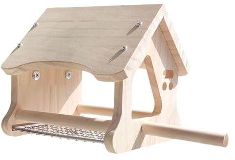 Fågel Abborrehus i trä rostfritt stål | For undulater: Rostfritt stål Fågel Abborre House Chew Toy Shelter